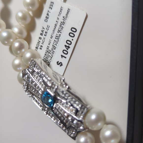 Set of 925 silver and pearl double stranded necklace and bracelet - Picture 9 of 9